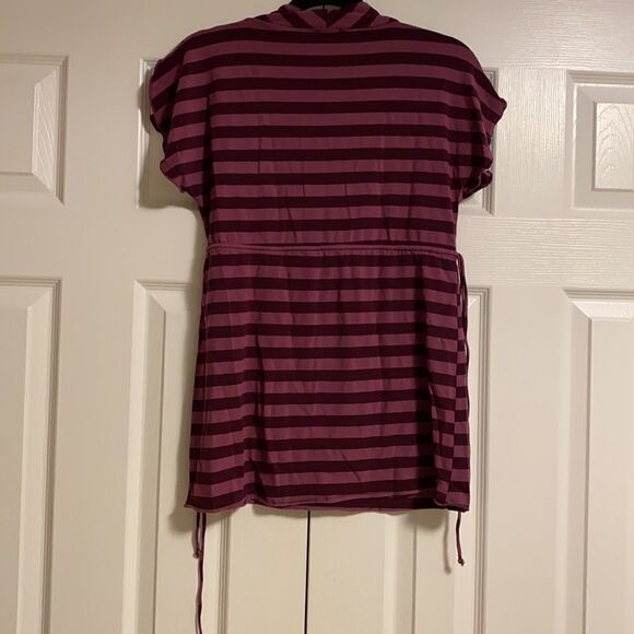 Ella Moss Purple Striped V Neck Side Tie Top - Picture 6 of 6